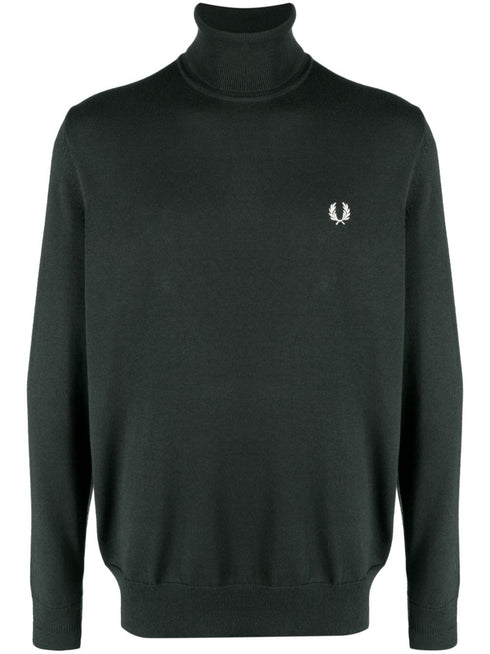logo-embroidered roll-neck jumper