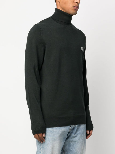 logo-embroidered roll-neck jumper