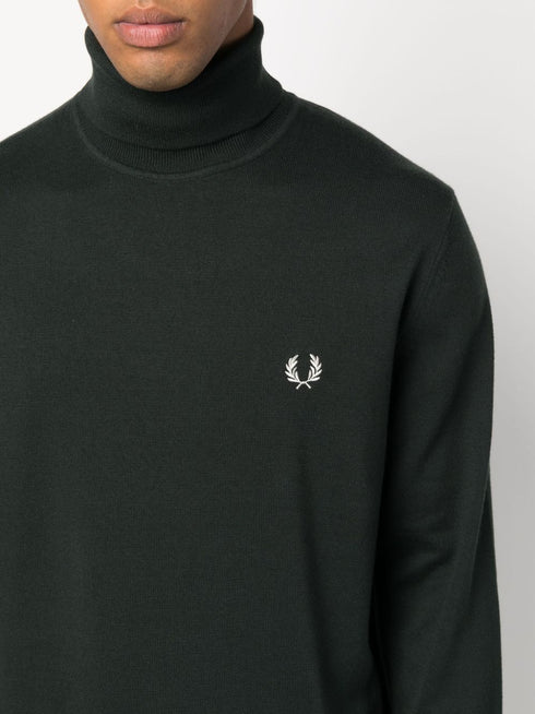 logo-embroidered roll-neck jumper