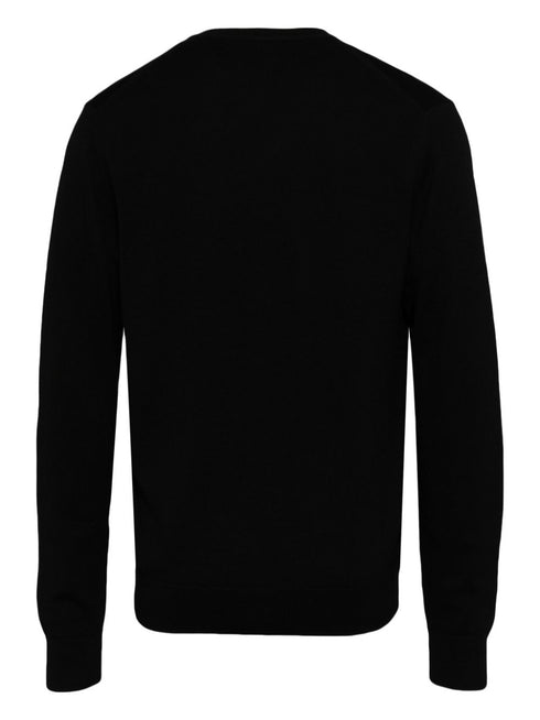 logo-embroidered V-neck jumper