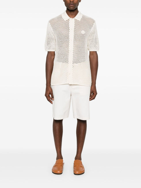 logo-embroidered knitted shirt