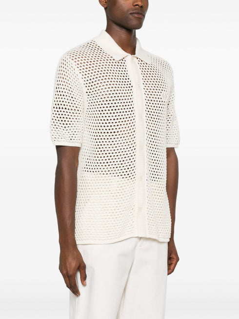 logo-embroidered knitted shirt