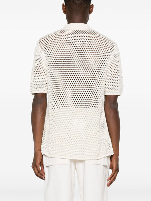 logo-embroidered knitted shirt