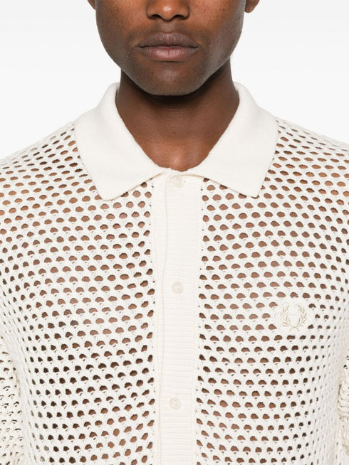 logo-embroidered knitted shirt