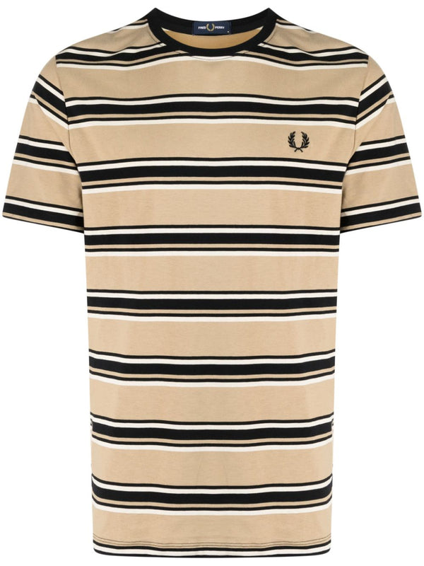 bawełniana koszulka w paski z haftowanym logo