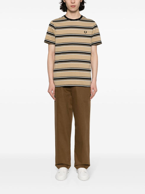 bawełniana koszulka w paski z haftowanym logo