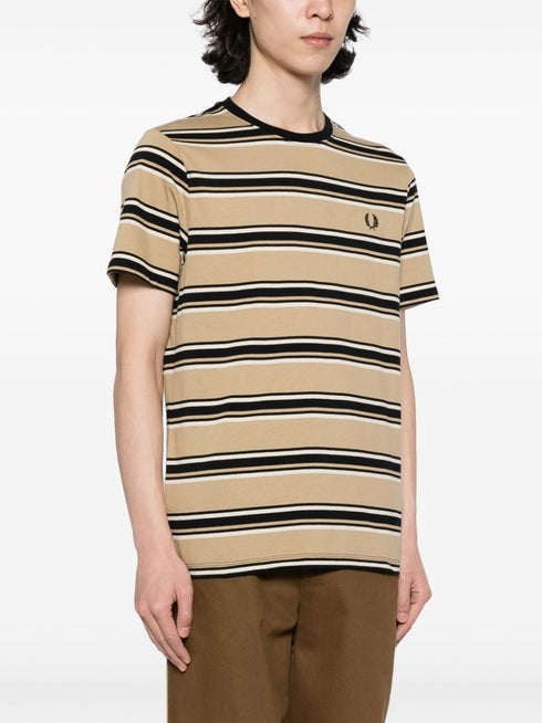 bawełniana koszulka w paski z haftowanym logo