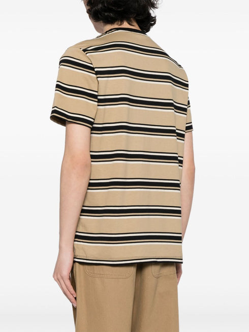 bawełniana koszulka w paski z haftowanym logo