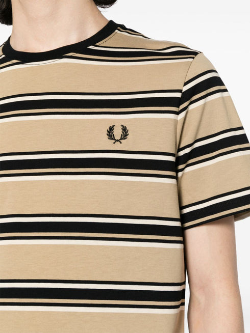 bawełniana koszulka w paski z haftowanym logo