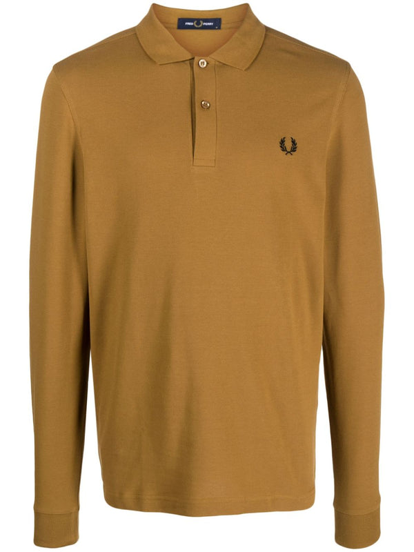 logo-embroidered long-sleeve polo shirt