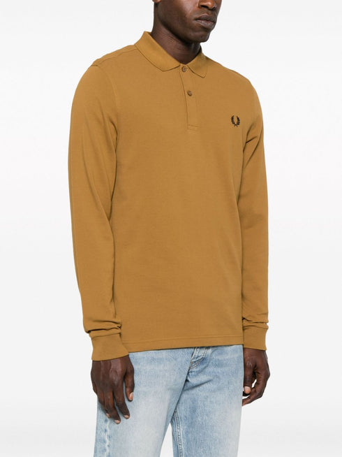 logo-embroidered long-sleeve polo shirt