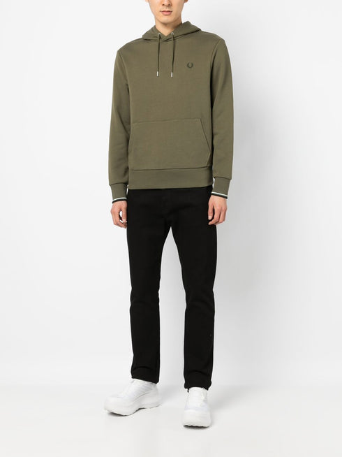 bluza z kapturem i ściągaczem z haftowanym logo