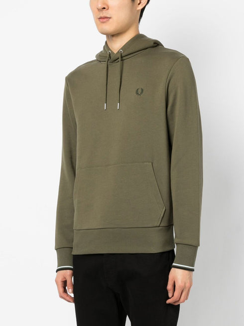 bluza z kapturem i ściągaczem z haftowanym logo