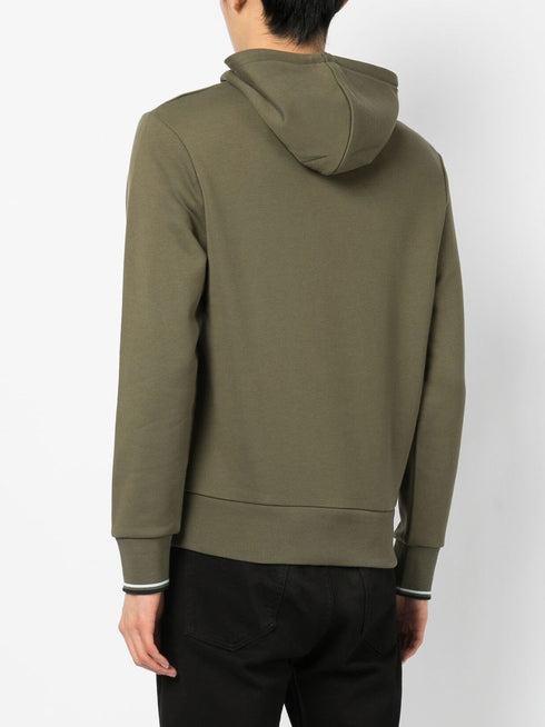 bluza z kapturem i ściągaczem z haftowanym logo