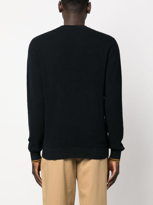 logo-embroidered waffle-knit jumper