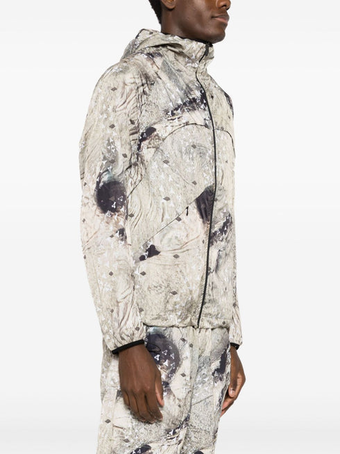 abstract-print hooded jacket