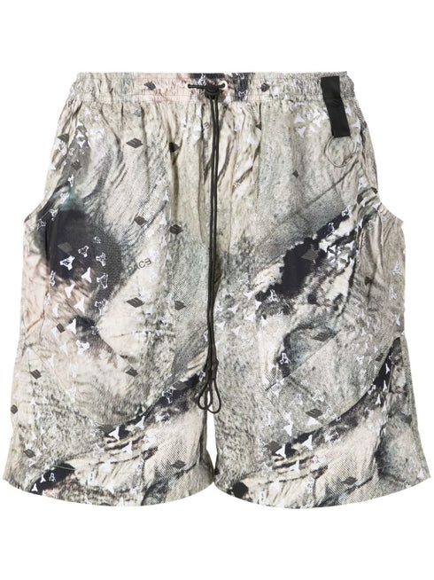 abstract-print drawstring shorts