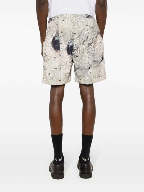 abstract-print drawstring shorts