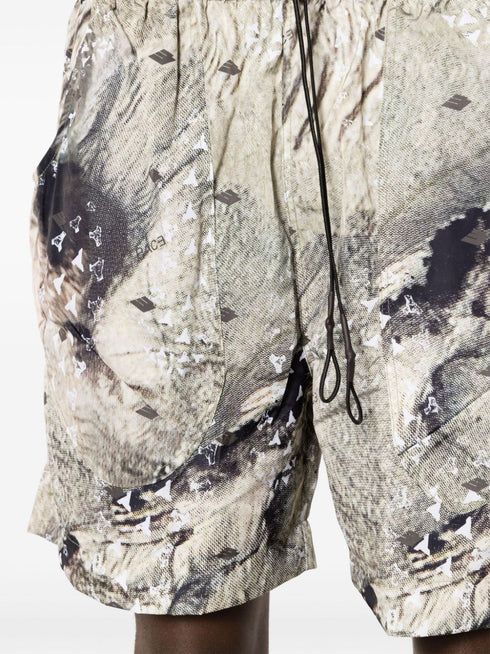 abstract-print drawstring shorts