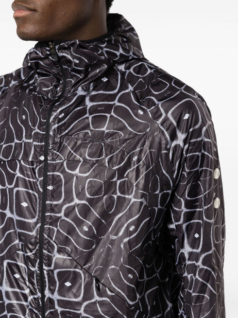 graphic-print hood jacket