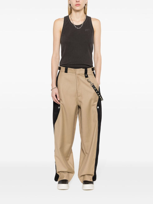mesh-panelled wide-leg wool trousers