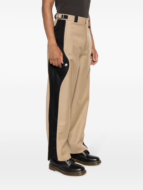 mesh-panelled wide-leg wool trousers