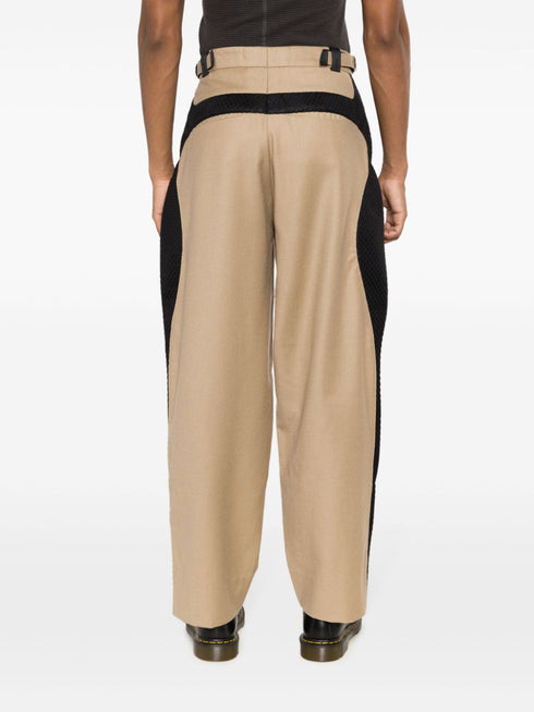 mesh-panelled wide-leg wool trousers