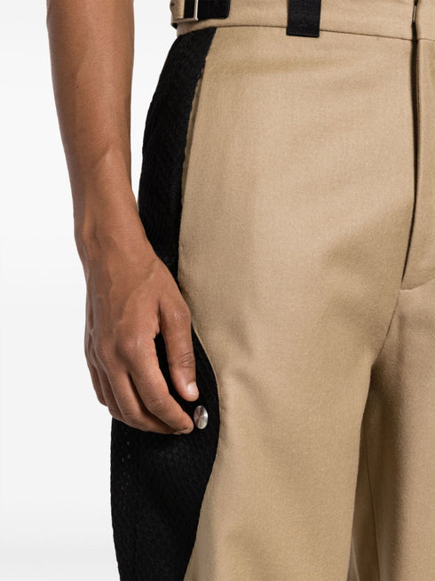 mesh-panelled wide-leg wool trousers