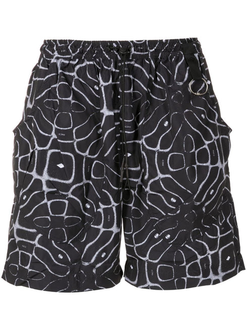 abstract-print drawstring shorts
