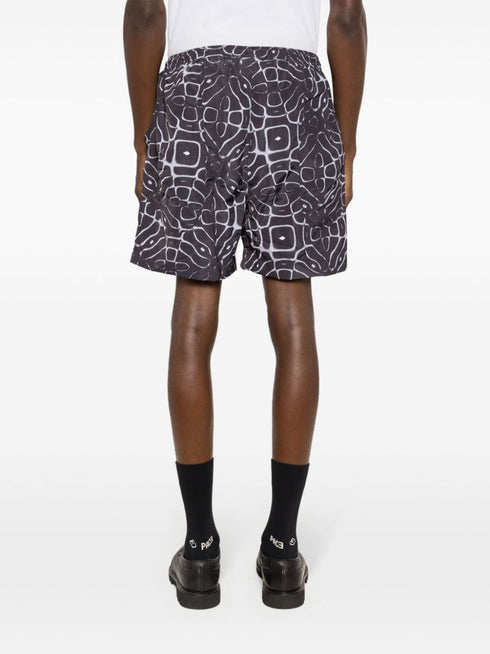abstract-print drawstring shorts
