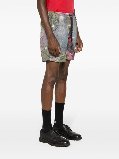 abstract-print drawstring short