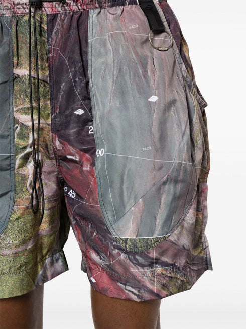 abstract-print drawstring short