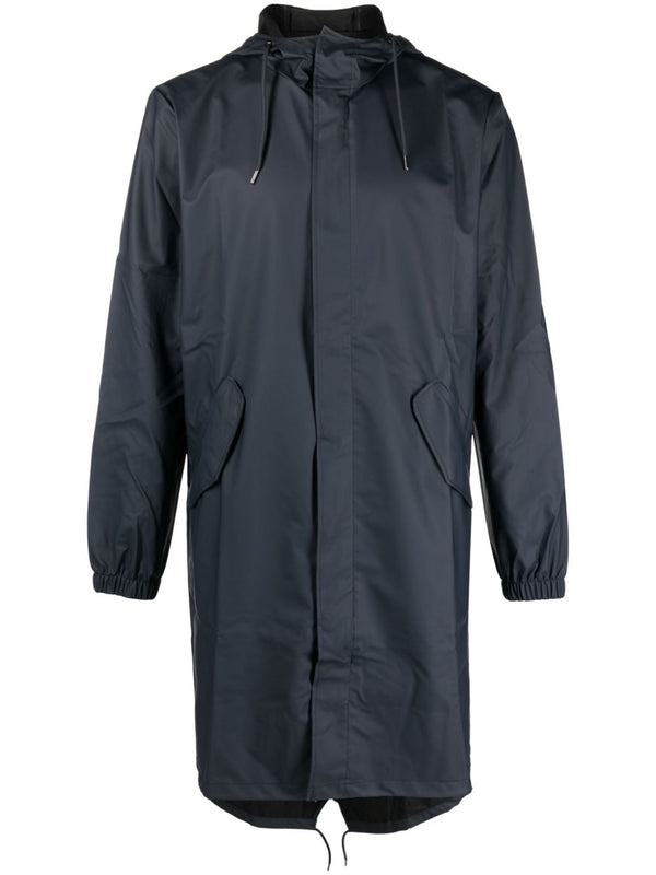 zip-up hooded raincoat