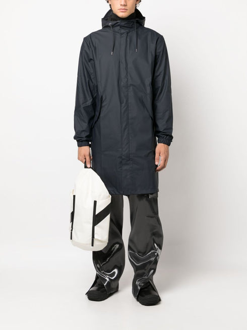zip-up hooded raincoat