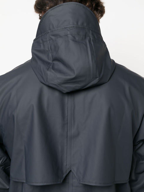 zip-up hooded raincoat