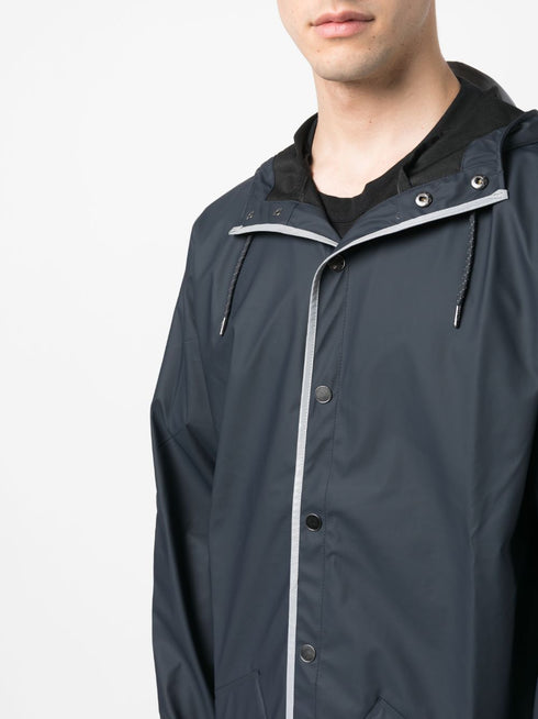 zip-up hooded raincoat