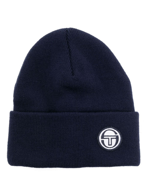 logo-patch ribbed-knit beanie