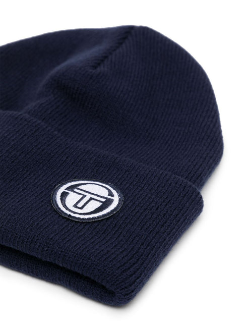 logo-patch ribbed-knit beanie