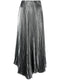 metallic-effect pleated midi skirt