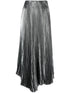 metallic-effect pleated midi skirt