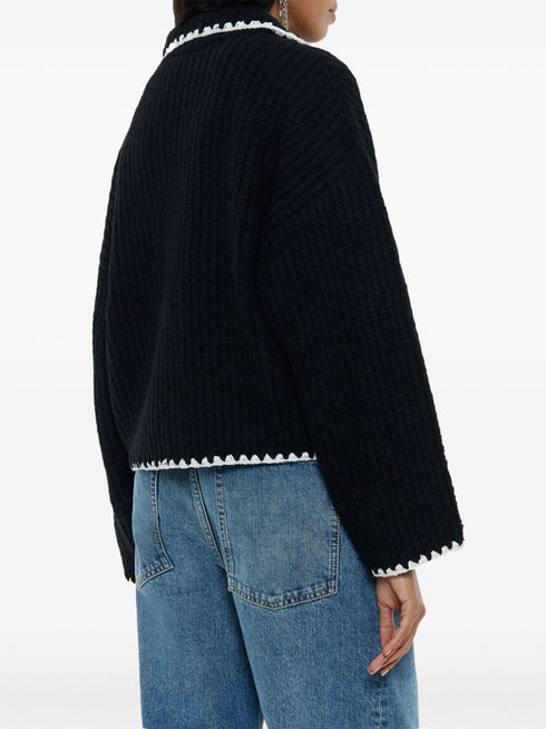 topstitched cardigan