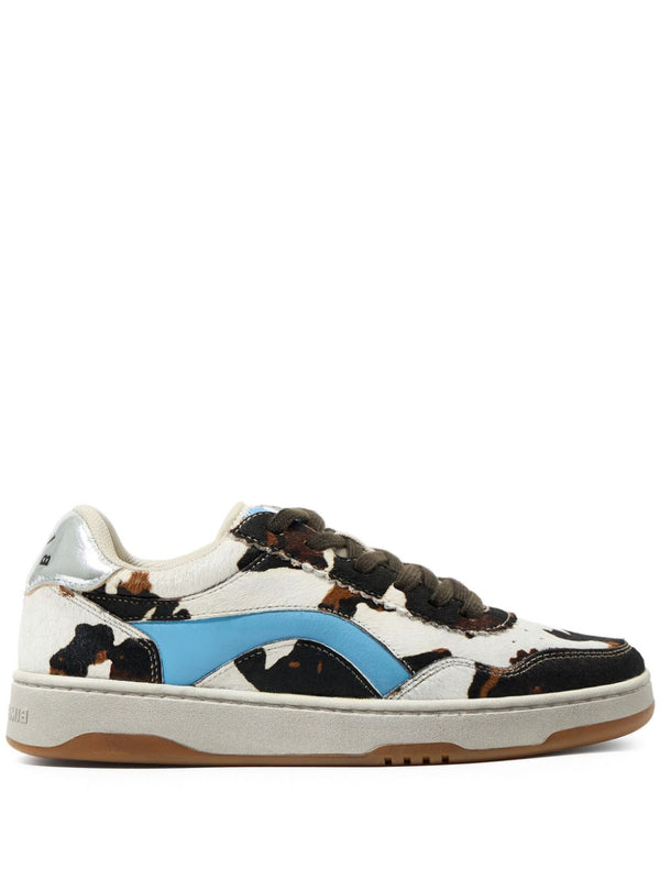 cow-print leather sneakers