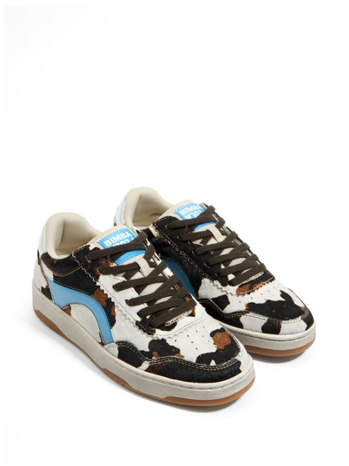 cow-print leather sneakers