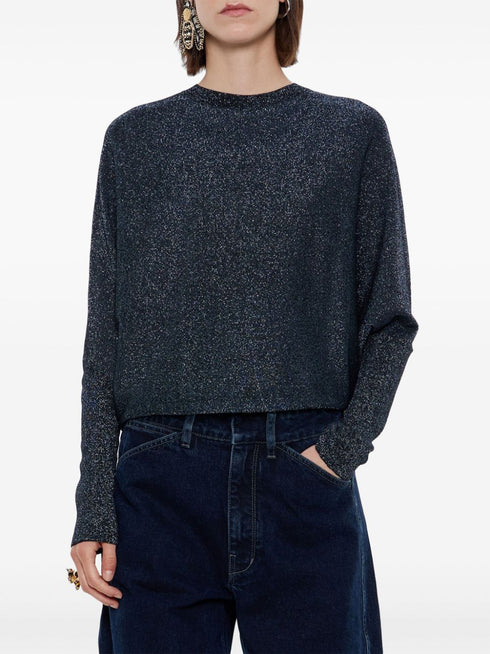 metallic-threading sweater