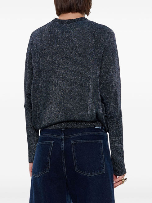metallic-threading sweater