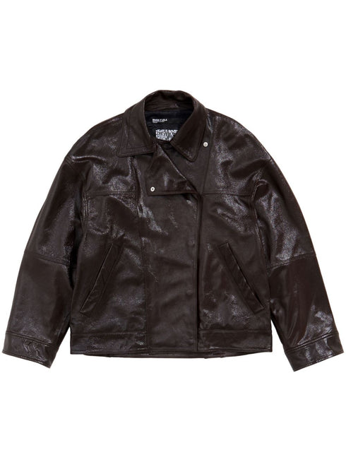 satin-finish leather jacket
