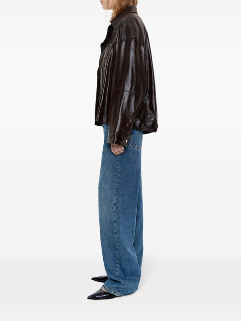 satin-finish leather jacket