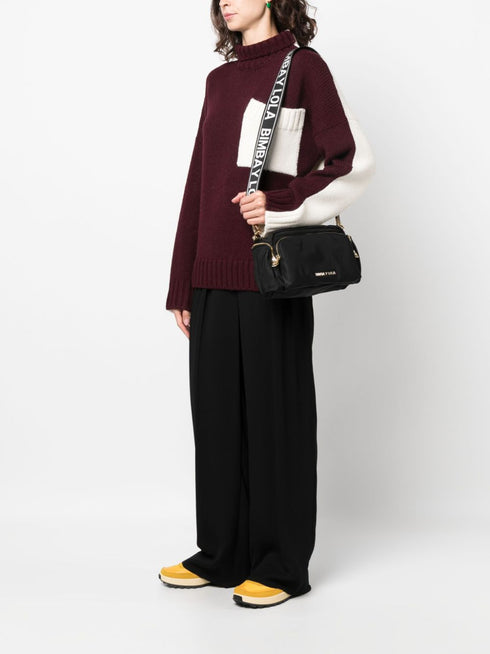 logo-embellished multi-pocket crossbody bag