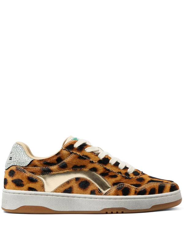 leopard-print leather sneakers