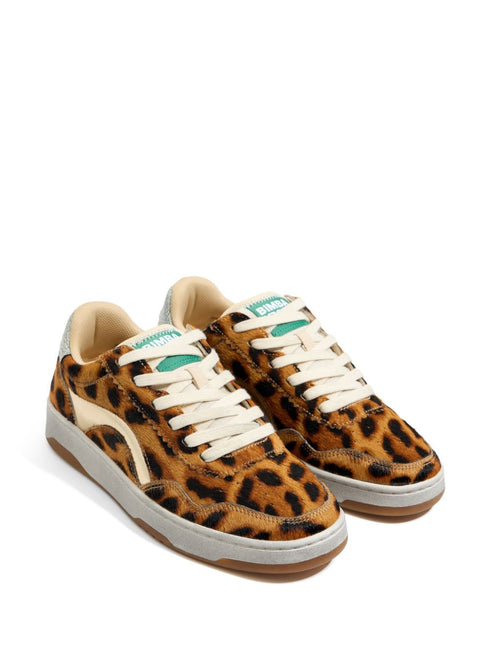 leopard-print leather sneakers